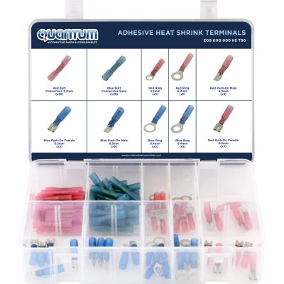 HEAT SHRINK TERMINALS RED BLUE (BOX OF 90 PIECES)