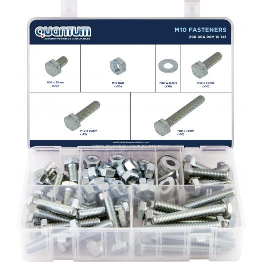 ASSORTED BOX OF M10 FASTENERS (BOX OF 145 PIECES)