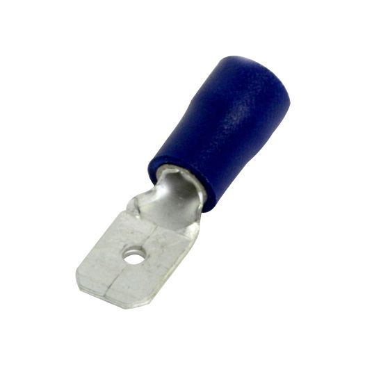 BLUE INSULATED TERMINALS - 6.3 MM MALES (100)