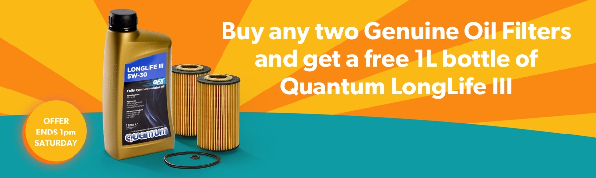 Buy any two Genuine Oil Filters and get a free 1L bottle of Quantum LongLife III