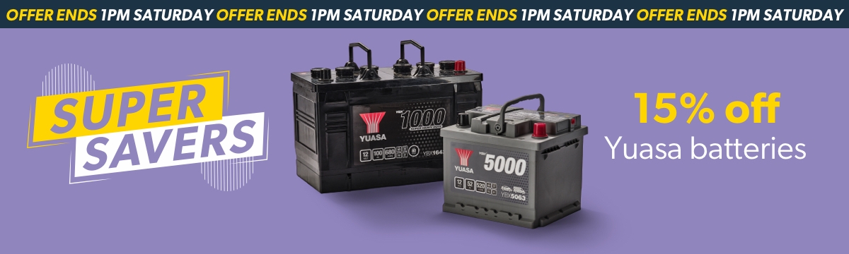 15% off Yuasa batteries 