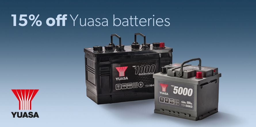 15% off Yuasa batteries 