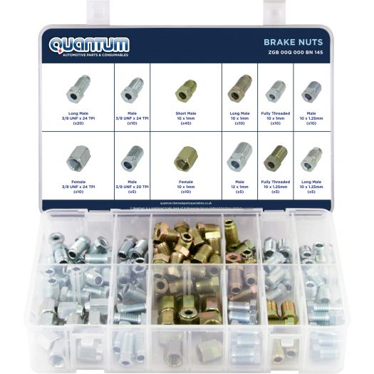 ASSORTED BOX OF BRAKE NUTS (BOX OF 145 PIECES)