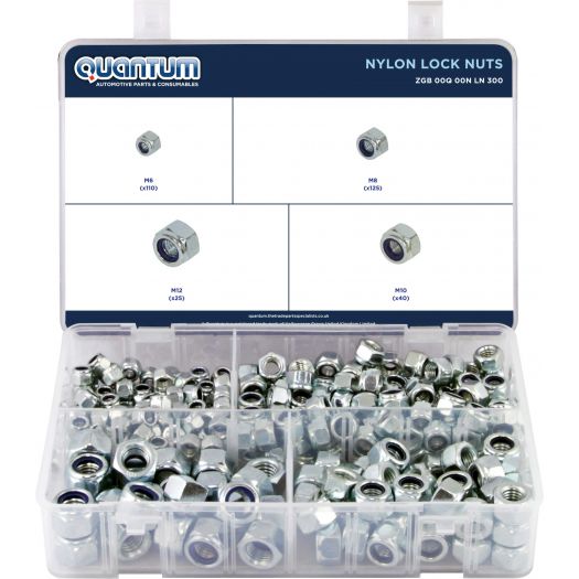 ASSORTED BOX NYLON LOCK NUTS (BOX OF 300 PIECES)